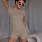 Classic 2-Piece Set Women Knit Sporty Style o-Neck t-Shirt+Elastic Waist Simple Short Leisure Daily Summer Trend Suit