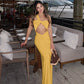Twisted Hollow One Shoulder Backless Maxi Dress Woman Yellow Elegant Party Dresses for Wedding Guest