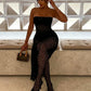 Elegant Jacquard 2 Piece Set Women Sexy Wild See Through Irregular Hem Sleeveless Long Tops+Pants Fashion Party Suits