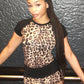 Leopard Print Fashion Patchwork 2 Piece Set Women o-Neck Short Sleeve Top+Ruched Waist Shorts Casual Sporty Outfits