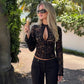Sexy Sheer Black Floral Lace Crop Tops Front Clasp Closure Long Sleeve Woman's Shirts 2026 Fall Clothes
