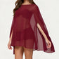 Women Poncho Batwing Sleeve Sheer Tops Solid Color Loose Fit Fall Summer Cover Ups Tops Clubwear for Party