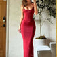 Backless Ruched Skinny Sexy Maxi Dress Women Gown Elegant Square Collar Sleeveless Lace-up Bodycon Club Party Dresses