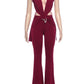Metal Trim Jumpsuit Women Ruched Sexy Waistless Cross Hollow Bandage Coquette Midnight Workout Hipster Stretch Overalls