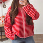 Casual Color Block Striped Knit Sweater Open Front Cardigan Round Neck Loose Oversized Long Sleeve Cropped Knitwear