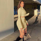 2 Piece Sets Women Outfit Skirt and Top Long Sleeve Bodycon Short Dress Suits Fall Winter Matching Sets