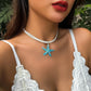 Boho Multilayer White Rope Chain With Large Starfish Star Pendant Necklace for Women Summer Kpop Choker Y2K Jewelry Accessories