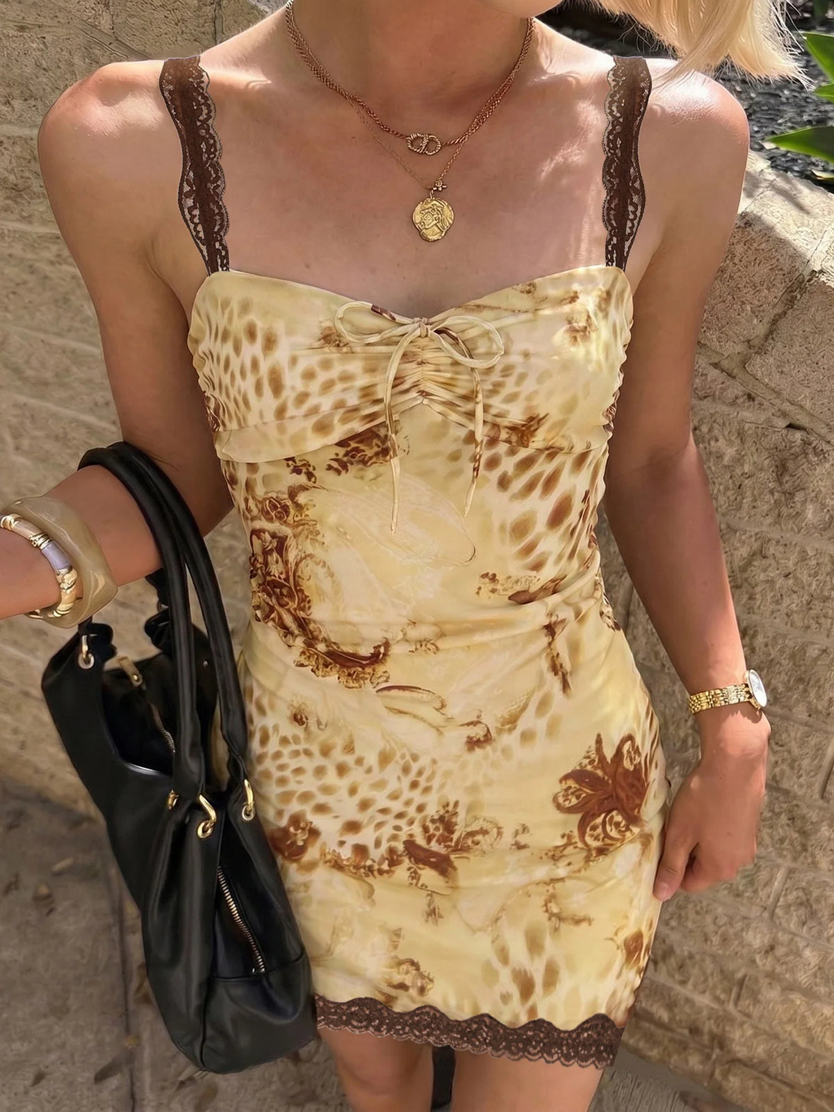 Leopard Print Summer Dresses 2026 Fashion Sexy Lace Trim Sleeveless Mini Bodycon Dress Woman Clothing