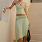 Women's Summer 2 Piece Outfits Skirts Sets Floral Print Spaghetti Strap V Neck Cami Tops Asymmetrical Midi Skirts