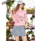 2025 Summer New Arrivals Pink Graffiti Printed Casual Short Sleeve T-Shirt For Women