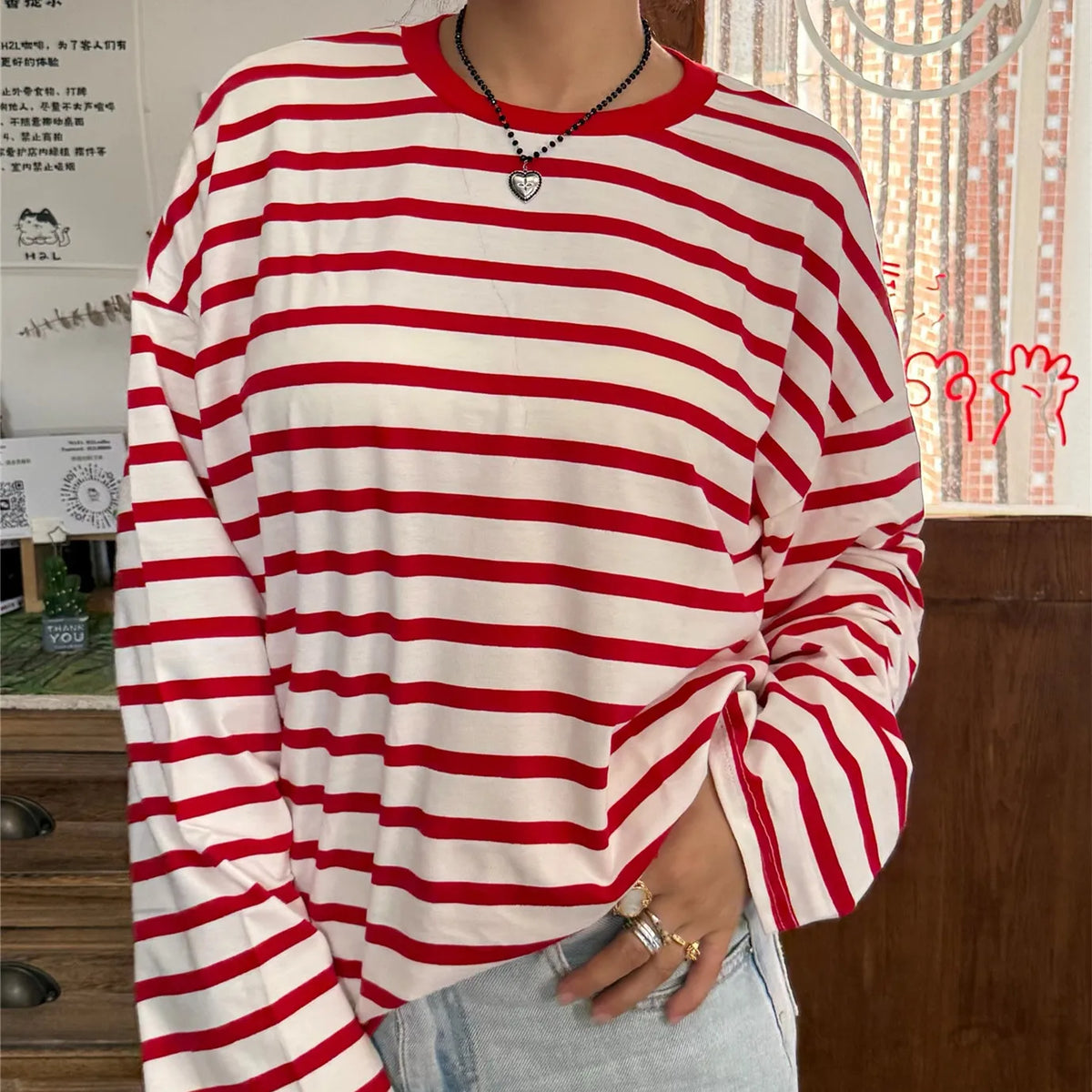 Autumn Spring Long Sleeve Striped T-Shirts Women Basic Casual Tops Female Cozy Loose Blouse Tees Harajuku T Shirt New