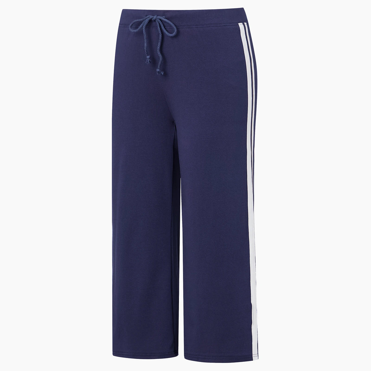 Women Y2K Side Striped Cropped Wide Leg Capri Pants Drawstring Waist Loose Sport Trousers Casual Streetwear Bottoms