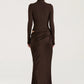 Autumn Long Sleeve Sexy Maxi Dress Women Fashion Hollow Out Turtleneck Ruched Bodycon Club Party Long Dresses Female