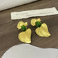 Exaggerated Metal Golden Leaf Dangle Earrings for Women Jewelry Gorgeous Fashion Show Collection Earrings Accessories