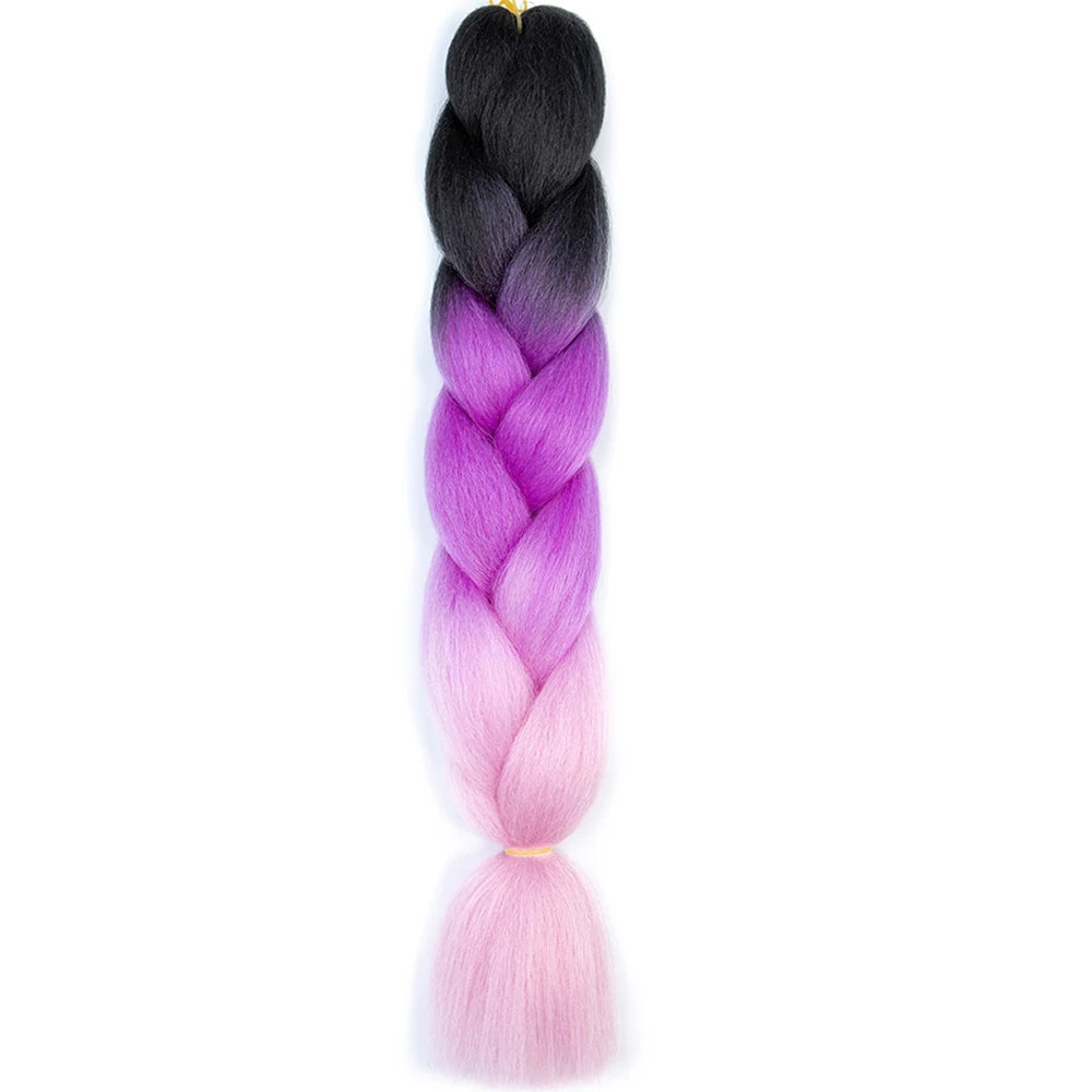 24 Inch Jumbo Box Braids Extensions Synthetic Braiding Hair DIY Hair Braids For Children Pink Purple Yellow Gray