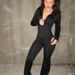 Line Patchwork 2 Piece Set Women Casuals Trend Zip Patchwork Full Sleeve Jacket+Flare Pants Chic Street Sporty Suits