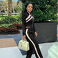 Contrast Patchwork 2 Piece Set Women Tracksuit Full Sleeve Zip Crop Jacket+Straight Pants Elastic Casual Streetwear