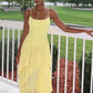 High Street Dress Woman Ruched Elegant Sling Summer Trend Low-Neck Backless Irregular Ruffles Hem Fashion Long Bodycon