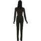 Hooded Backless Jumpsuit Woman Sexy Fitness Waistless Stretch Skinny Midnight  Activity Workout Streetwear Overalls