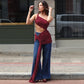 One Shoulder Cut Out Maxi Dress See Through Lace Skirt Two Piece Set for Women Elegant Party Dresses