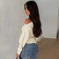 Fashion Asymmetrical Tops Solid Color One Shoulder Split Long Sleeve T Shirts for Woman Clothing Fall 2025