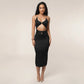 Hardwear Detail Hollow Out Backless Halter Long Dresses for Woman Clothing Sexy Black Dress Club Outfits