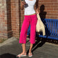 Women Y2K Side Striped Cropped Wide Leg Capri Pants Drawstring Waist Loose Sport Trousers Casual Streetwear Bottoms