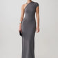 Women One‑Shoulder Metal Ring Decor Sexy Maxi Dress Sleeveless Bodycon Evening Gown Wedding Guest Party Long Dress