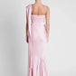 Satin Backless Sexy Maxi Dress Women Elegant One Spaghetti Strap Sleeveless Ruched Waist Club Party Mermaid Long Dress