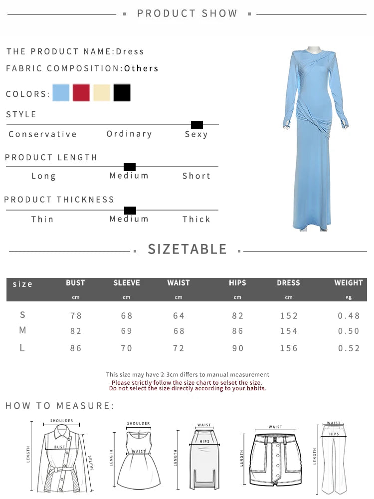 Ruched Kink Design Long Dress Women Autumn New Trend o-Neck Backless Full Sleeve Prom Party Elegant Skinny Vestidos