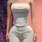 Chic Polka Dot Print 2 Piece Set Women Fashion Halter Tank Top+Patchwork Bike Short Sexy Trend Party Club Streetwear