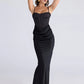 Spaghetti Strap Backless Sexy Maxi Dress Women Gown Elegant Black Strapless Sleeveless High Waist Ruched Club Dresses