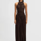 Halter Jumpsuits Women Ruched Sleeveless Backless Bodysuit Pleated Wide Leg Palazzo Pants Evening Party Flowy Overalls