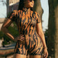 Polka Dot Print Playsuit Women Turtleneck Backless Skinny Short Sleeve Peach Butt Sexy Midnight Street Hottie Outfit