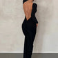 Pleated Open Back Long Sleeve Maxi Dress for Birthday Women Black White Elegant Evening Gown Party Dresses