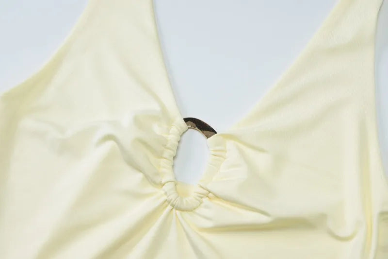 Hardwear Detail Hollow Halter Crop Tops 2025 Summer Woman Clothes Fashion Sexy Backless Tank Top