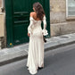 Lace Trim V Neck Flare Sleeve Long Dresses Fall Elegant Clothes for Woman Party Dress French Style