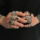 24Pcs/Set Creative Skull Head Poker Bat Rings for Men 2025 Trend Goth Geometric Ancient Silver Color Rings Male Jewelry