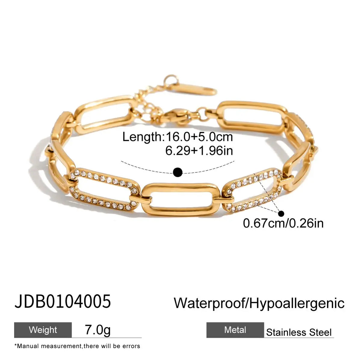 Zircon Star Metal Chain Bracelet Bangle Gold Plated Stainless Steel Watproof Summer Trendy Wrist Jewelry For Women