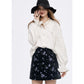 Y2K High Waist Gothic Floral A-Line Skirt Women, Black Skirt with Purple Print, Romantic Shoujo Cute Short Skirt