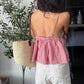 Gingham Lace Trim V Neck Cami Top Women Ruched Babydoll Spaghetti Strap Tank Top Y2K Coquette Casual Summer Party Outfit