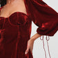 Velvet Backless Sexy Mini Dress For Women Elegant Autumn Winter New Square Collar Half Sleeve Bodycon Club Party Dress