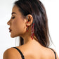 1PC Goth Red Bead Crystal Ear Cuff Earring for Women Trendy Vintage No Piercing Tassel Clip Earring Halloween Party Jewelry Gift