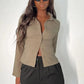 Women Y2k Button Down Shirts Casual Long Sleeve V Neck Collared Slim Fit Crop Top E-Girls Coquette Vintage Blouse
