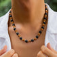 Retro Boho Wood Bead Stone Chain Necklace for Men Punk Simple Short Clavicle Choker Y2K Accessories Fashion Jewelry Gift Party