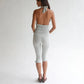 Women's Y2K Sexy Halter Neck Backless Deep V Neck Ruched Bodycon Capri Length Jumpsuit Solid Color Slim Fit Streetwear