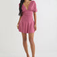 Women Deep V Neck Batwing Short Sleeve Mini Dress Waist Ruched Wrap A‑Line Dress Elegant Casual Party Dresses For Women
