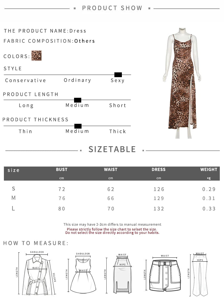 Leopard Print Maxi Dress Women High-Side Splits Backless Sleeveless Low-Neck Skinnybeach Party  Sexy Midnight Vestidos