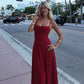 Spaghetti Strap A-line Midi Dress with Draped Neckline Elegant Brown Dresses for Woman 2026