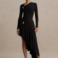 Irregular Long Sleeve Sexy Maxi Dress Women Gown Elegant Diagonal Collar Split Ruffle Ruched Club Party Long Dresses
